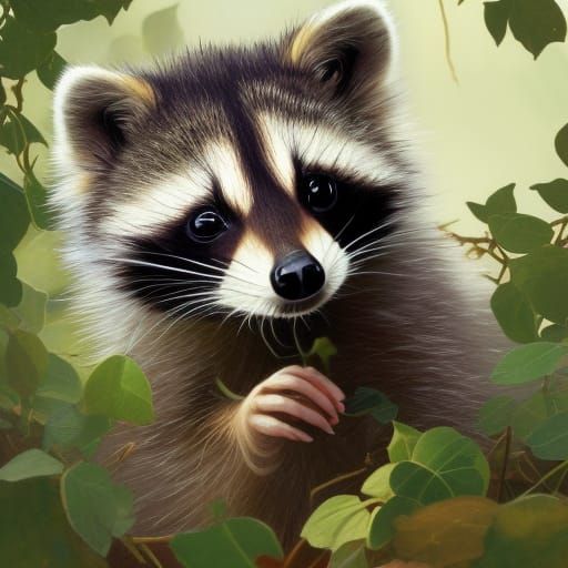 Baby Raccoon in ivy patch