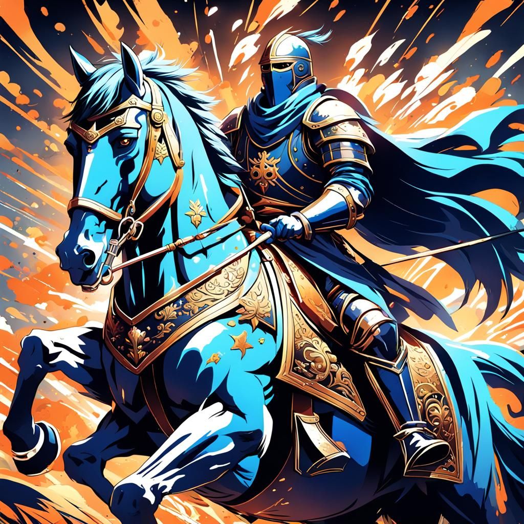 Anime Style Medieval Soldier on Horseback