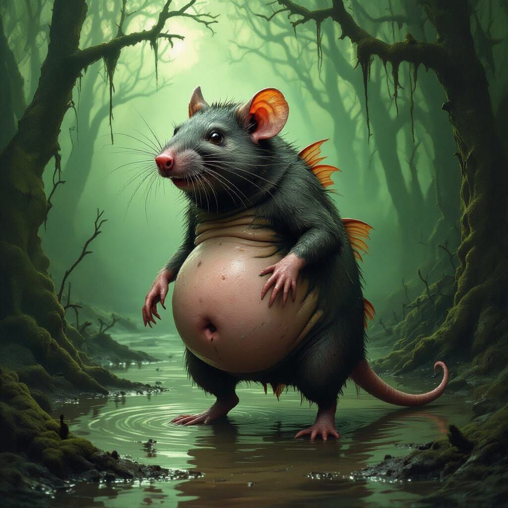 Grotesque Abomination Creature in Dark Fantasy Forest