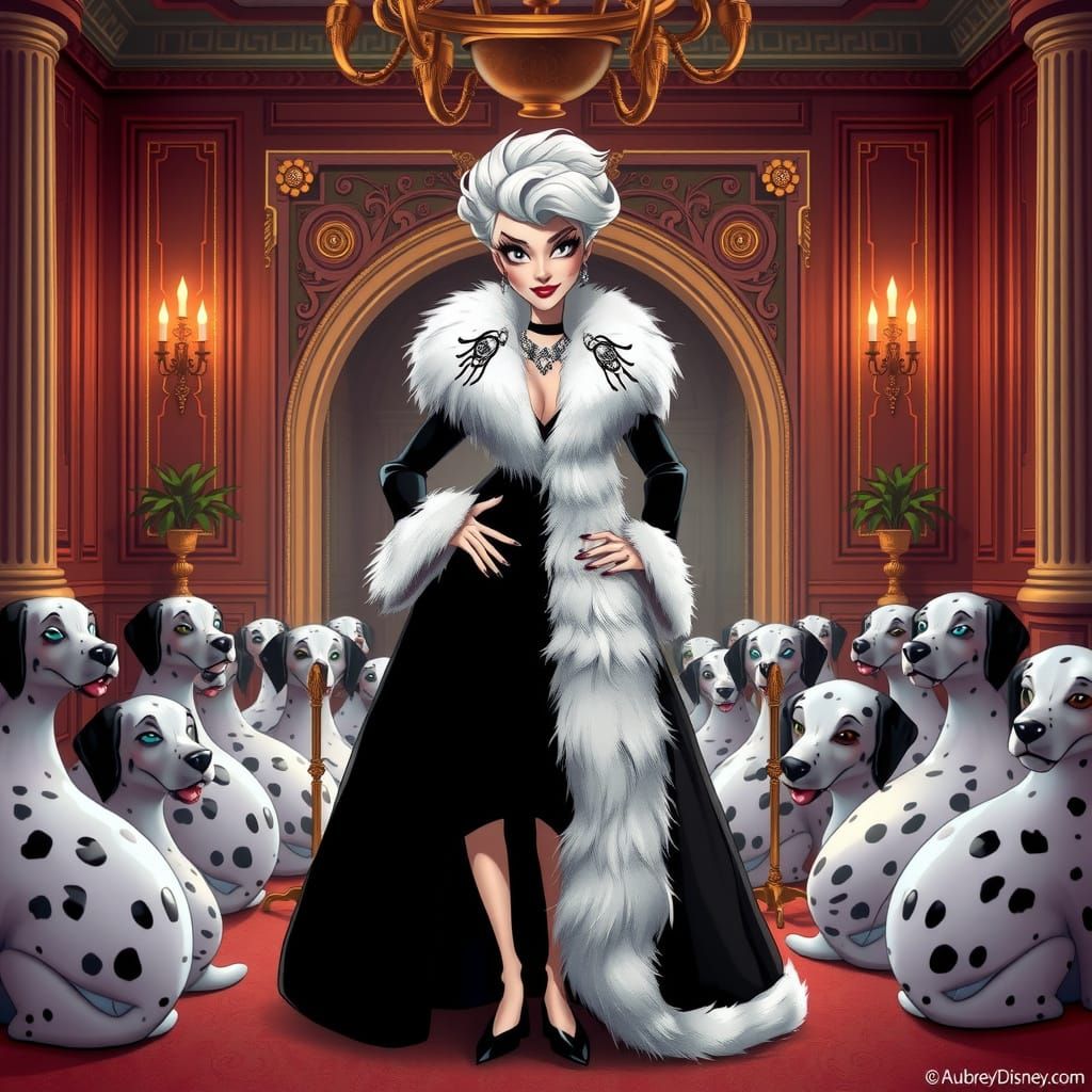 Cruella de Vil in Fur Coat, Disney Style