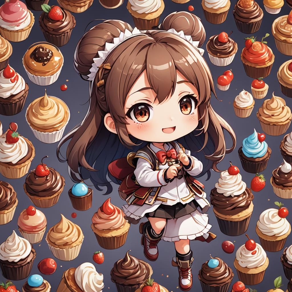 Cute dessert chibi  anime girl