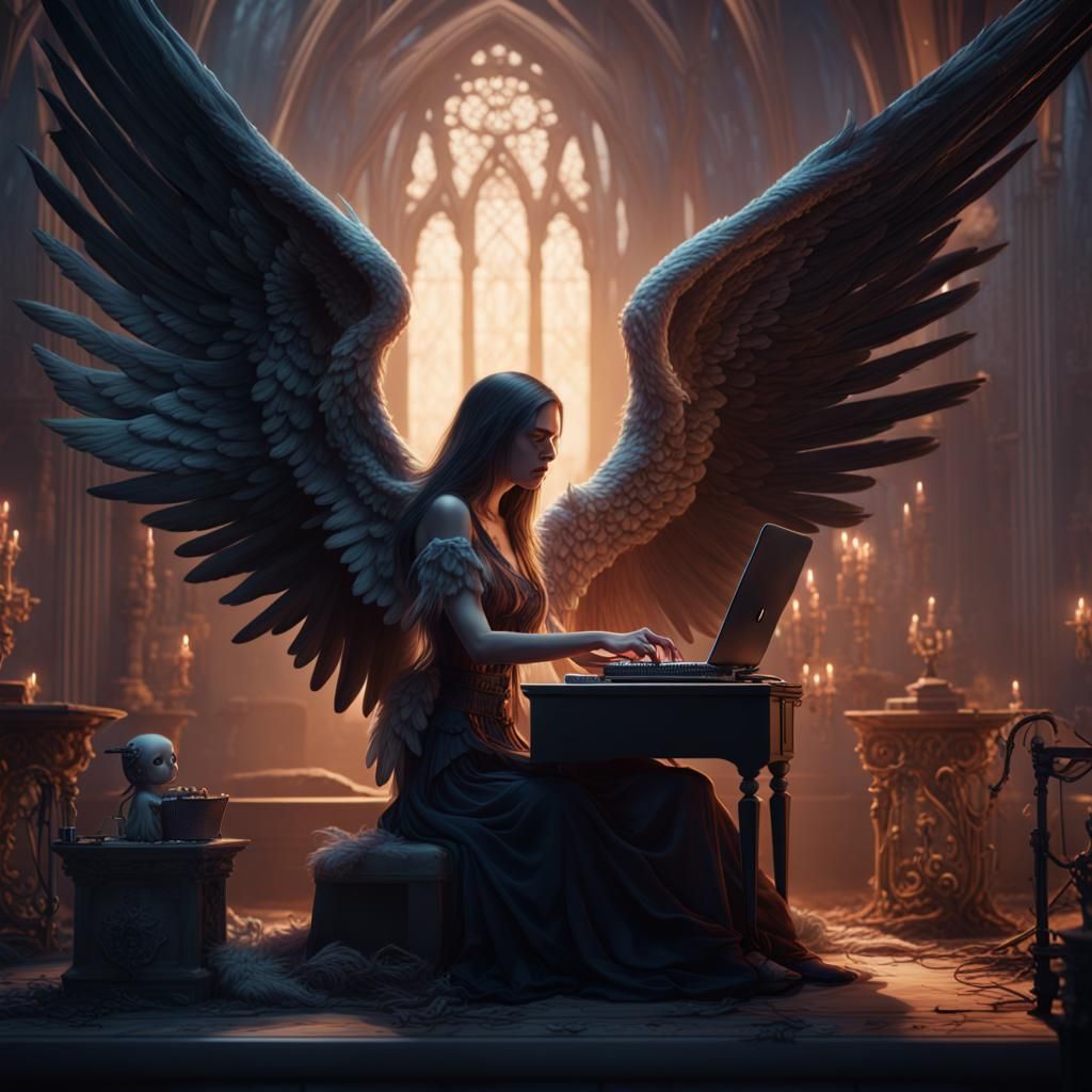 Girl Translating Languages: Detailed Matte Painting