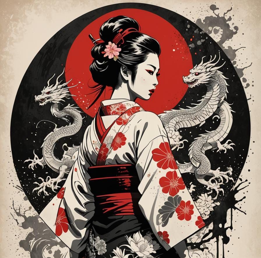 Minimalist Pop Art: Japanese Warrior with Katana