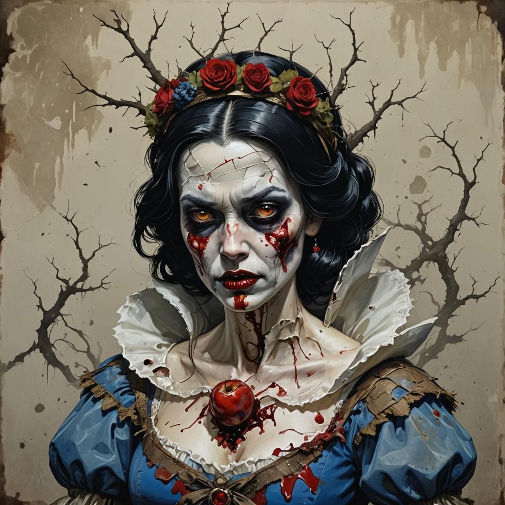 Sinister Zombie Snow White with Cracked Skin