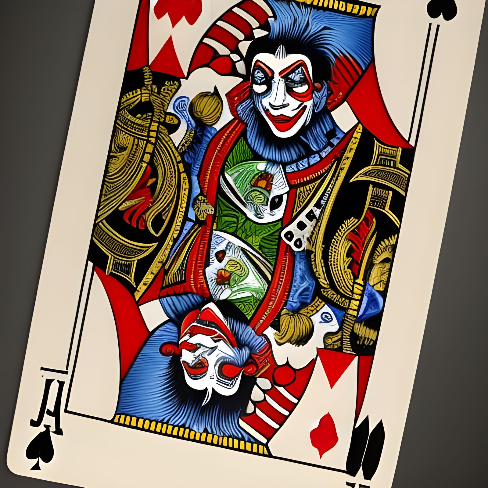 Joker Playing Card: Detailed Ink Horror Art