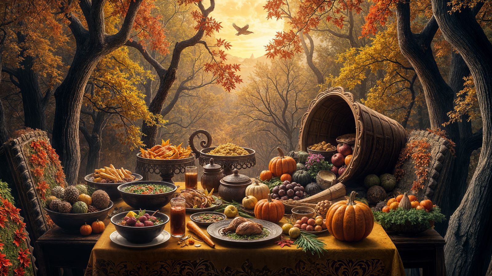 Thanksgiving Matte Painting in Deep Color, 8K