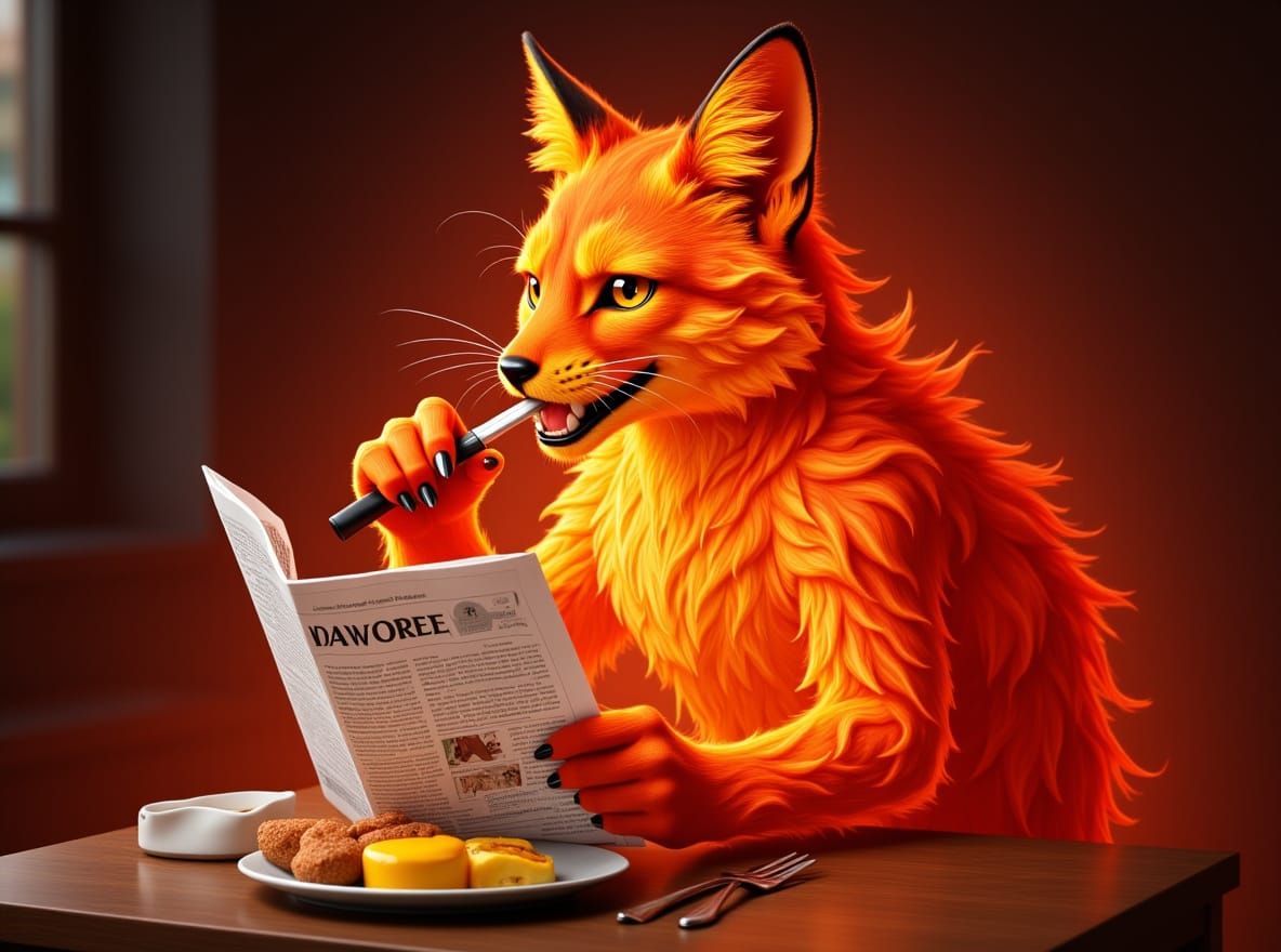 Fiery Lava Fox With Dynamic Wavy Form