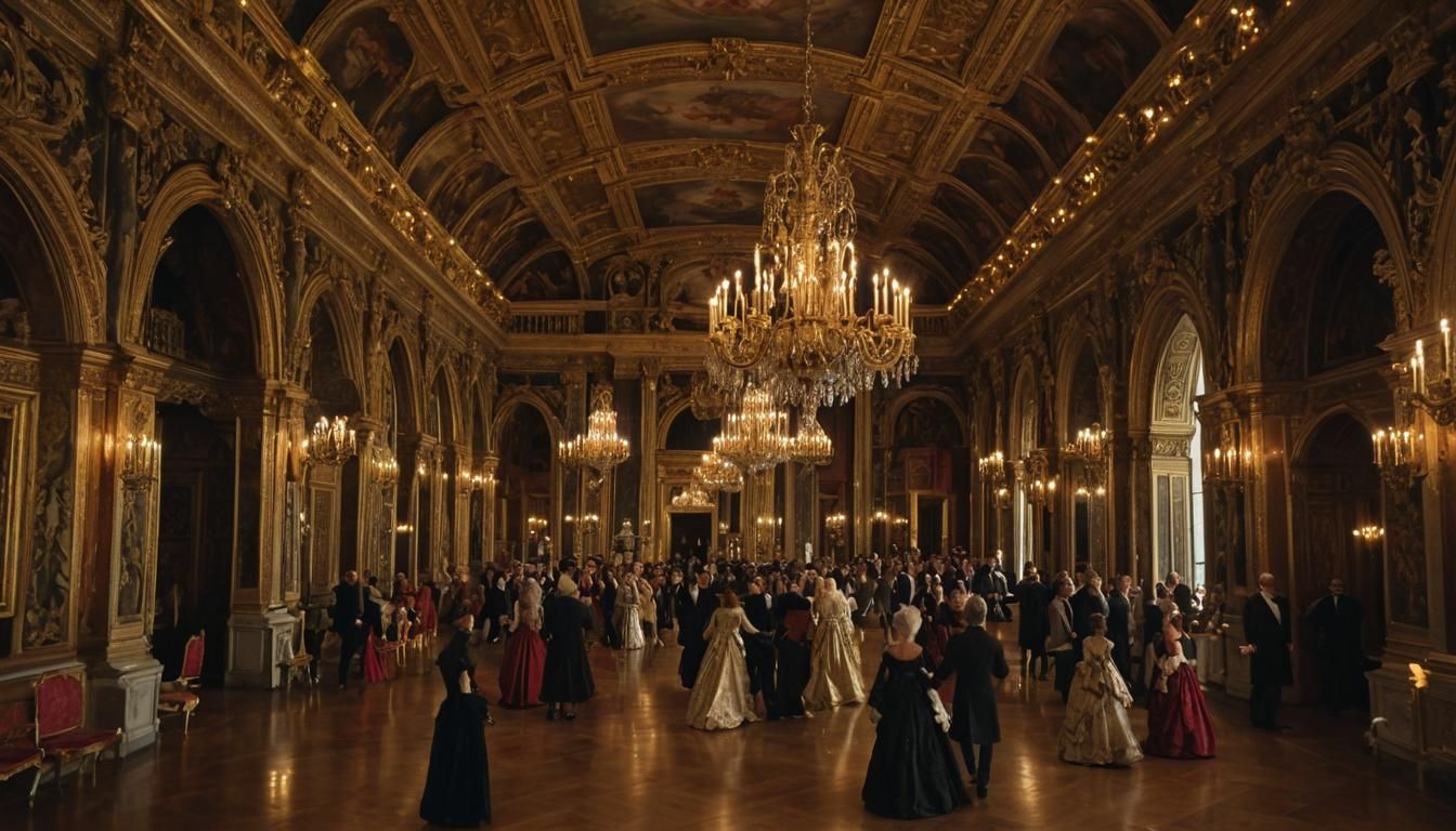 Baroque Gathering in a Grand Hall