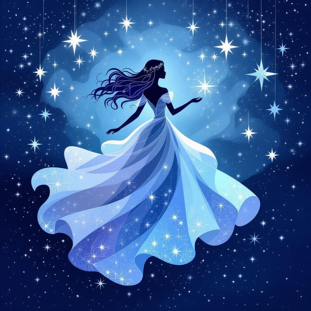 Celestial Paper Lady Constellation in Nebula