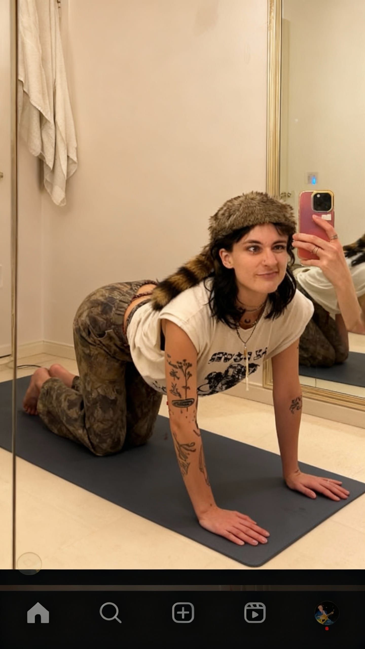 Girl in Rikku Costume Performing Yoga Pose