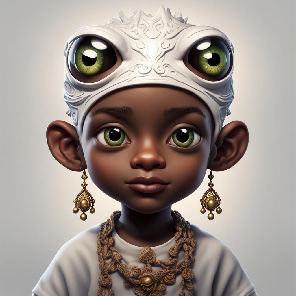 Happy Child with Frog: Detailed Matte Painting