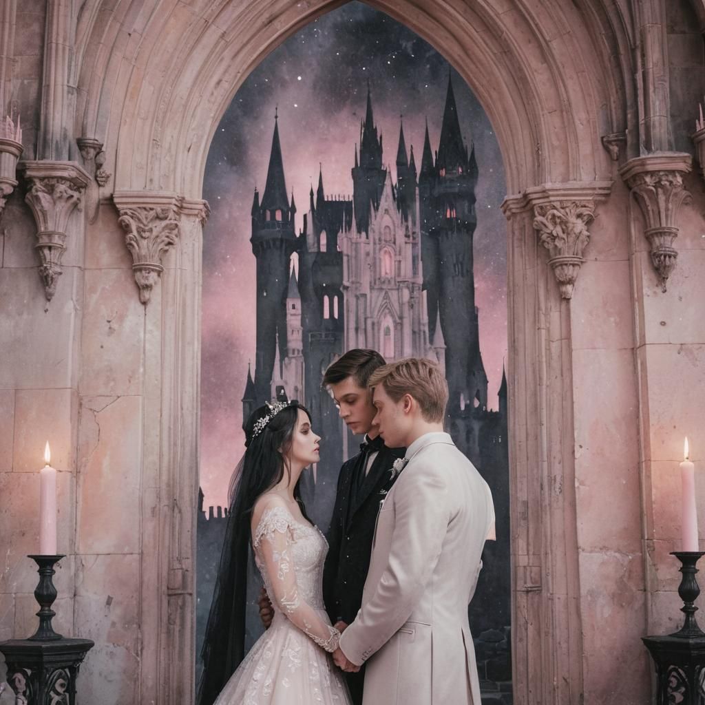 Pastel Goth wedding
Pink and black gothic castle background