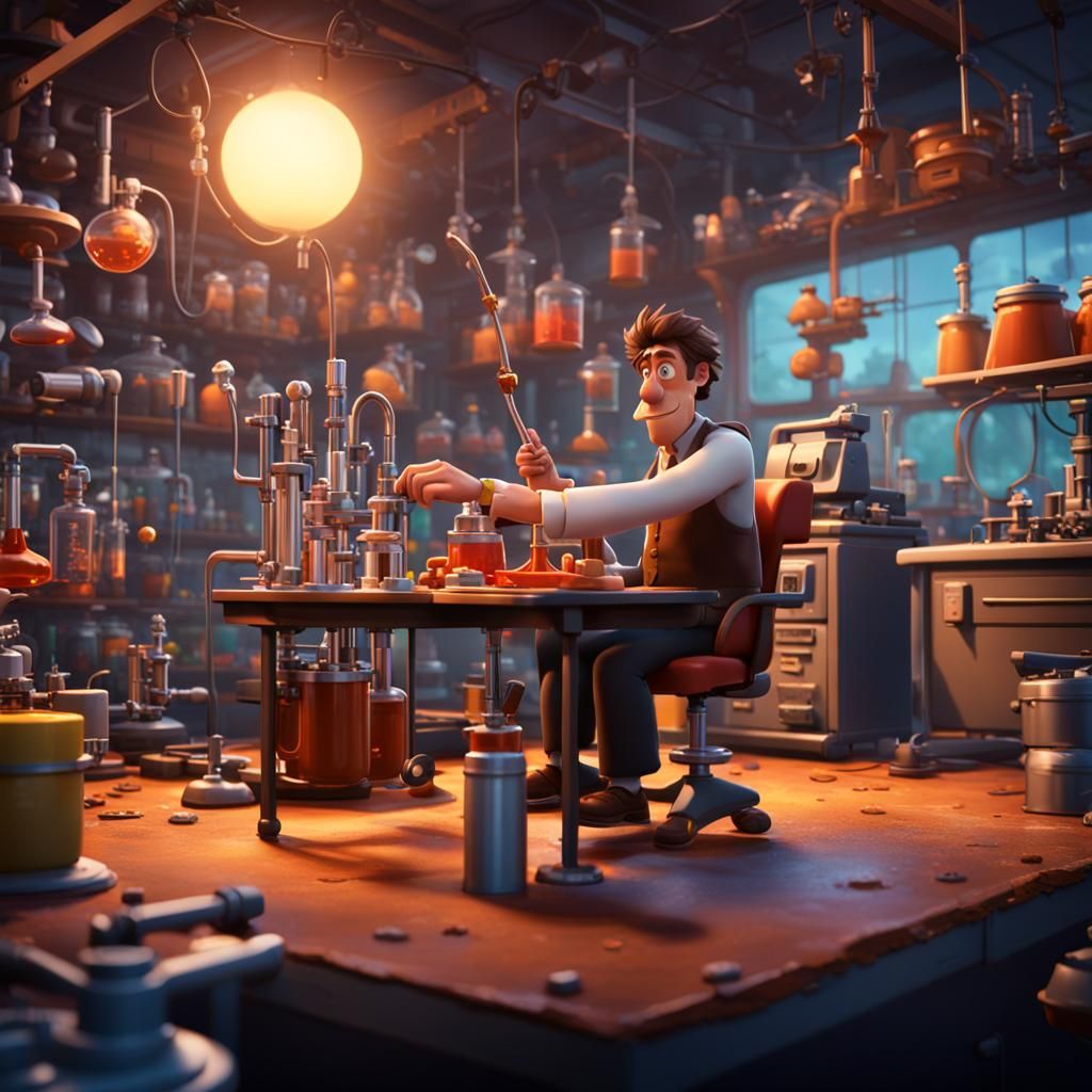 Flint Lockwood's Detailed Lab Scene