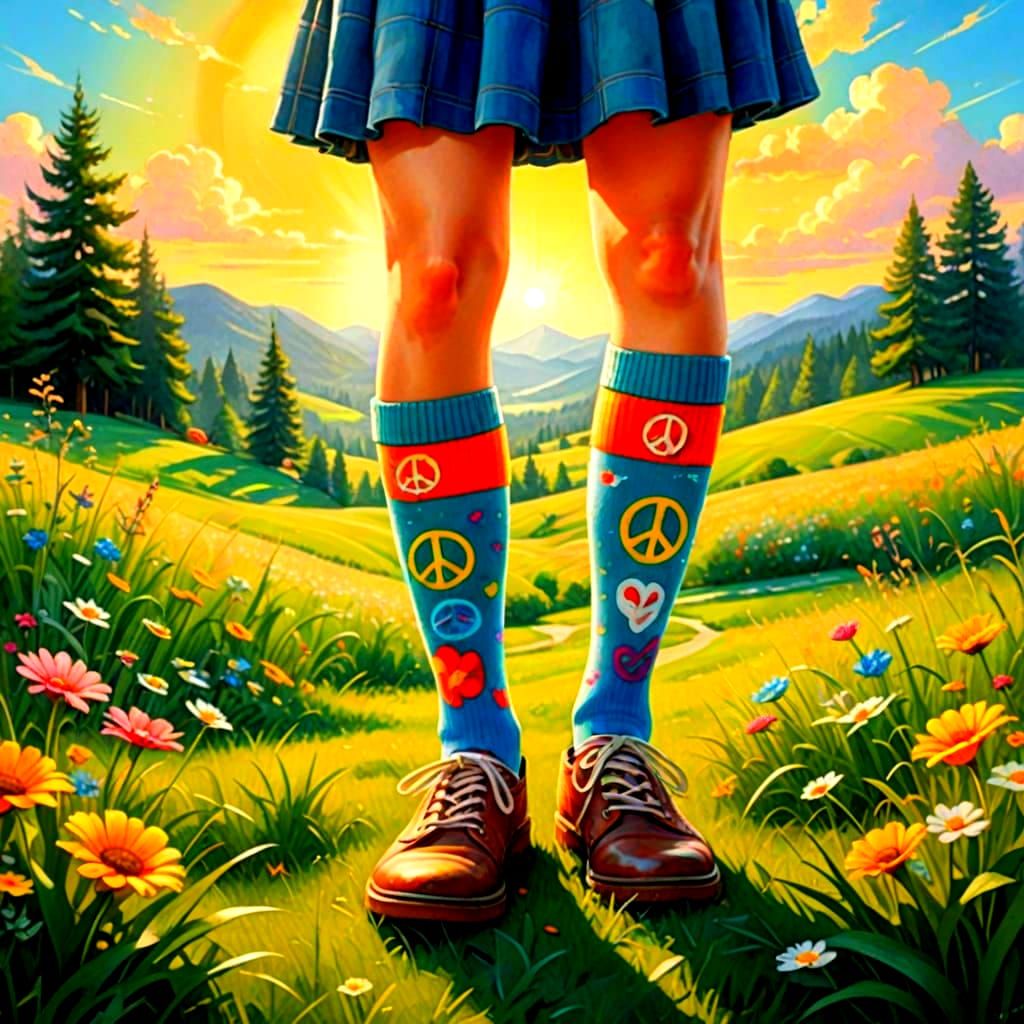 Peace Sign Socks in Storybook Airbrush Art