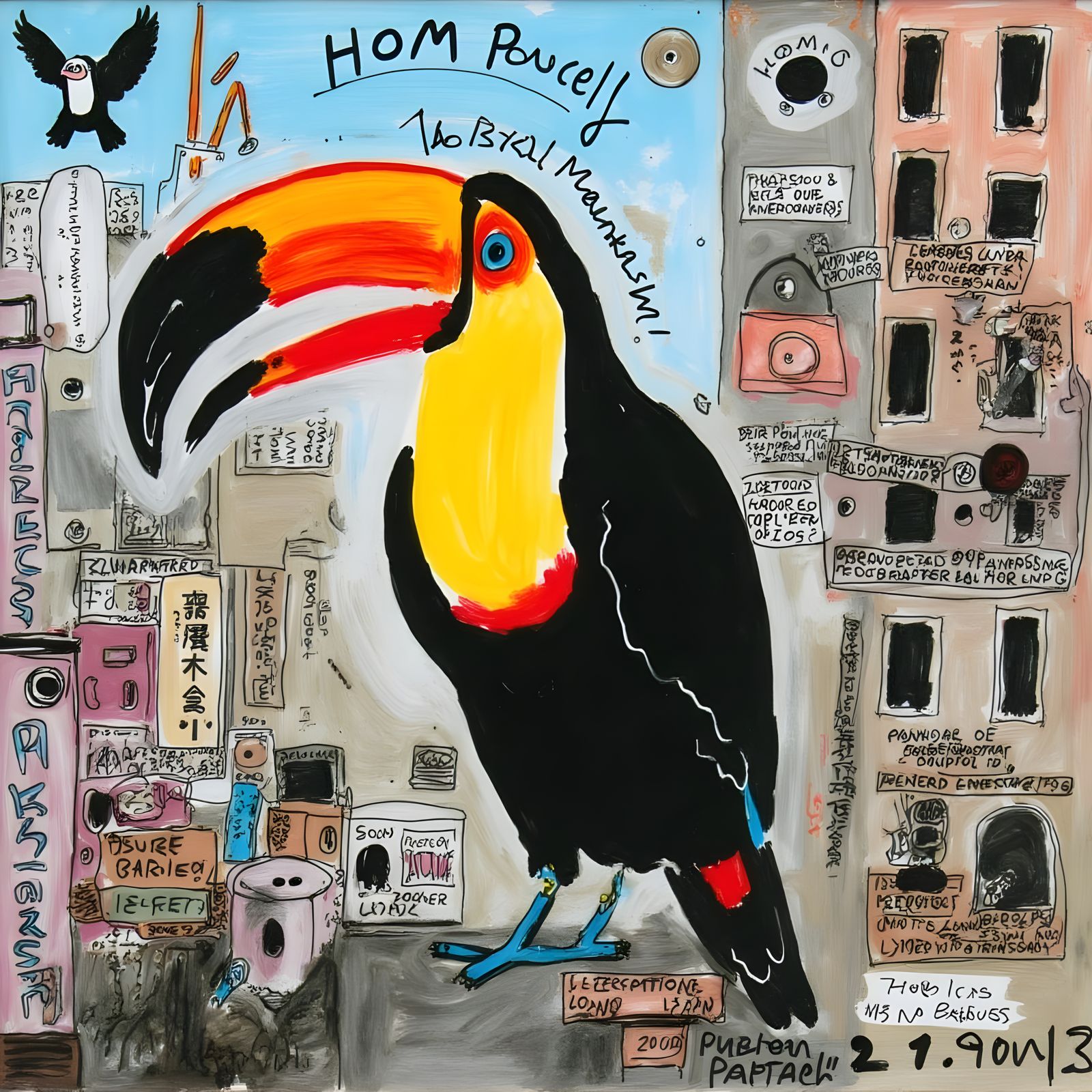 Bird in Vibrant Cal Schenkel Art Style