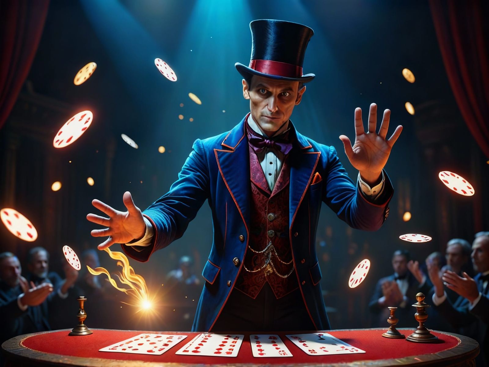 Mysterious Magician Performing Prestidigitation