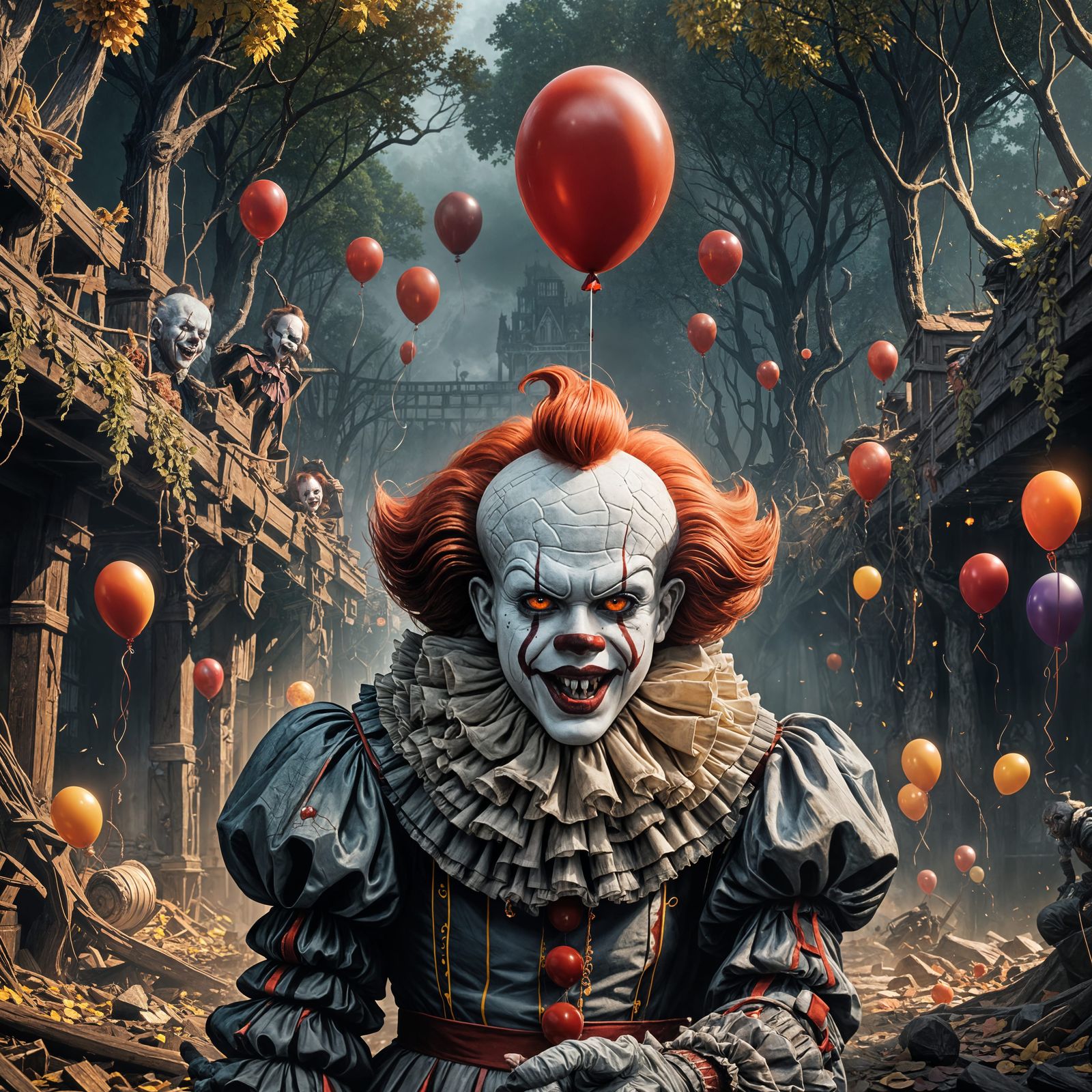 Detailed Matte Painting of Pennywise the Clown