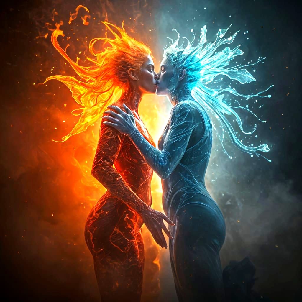 Fiery Kiss: Ice and Fire Silhouettes