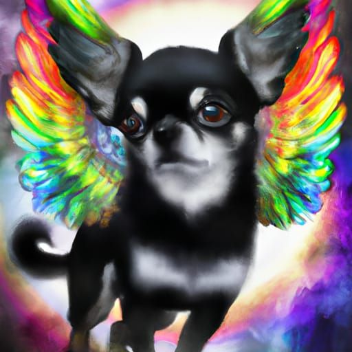 Rainbow Angel Chihuahua in Ethereal Fantasy Style