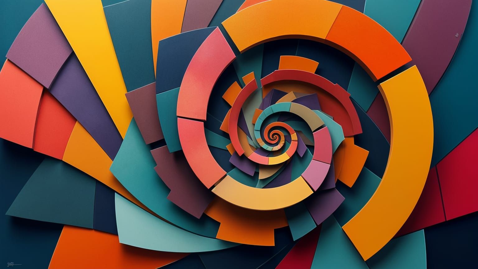 Vibrant Hyper-Cubist Geometric Abstraction with Swirling Spi...