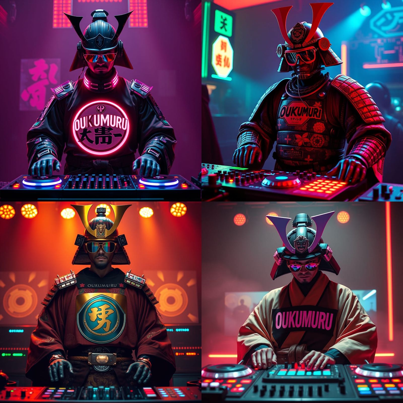 Samurai DJ in Cyberpunk Film Still