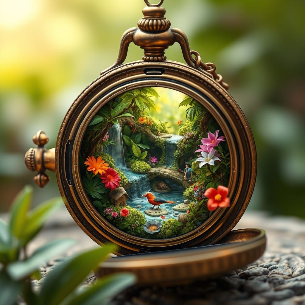 Miniature Jungle Thrives Inside Antique Pocket Watch