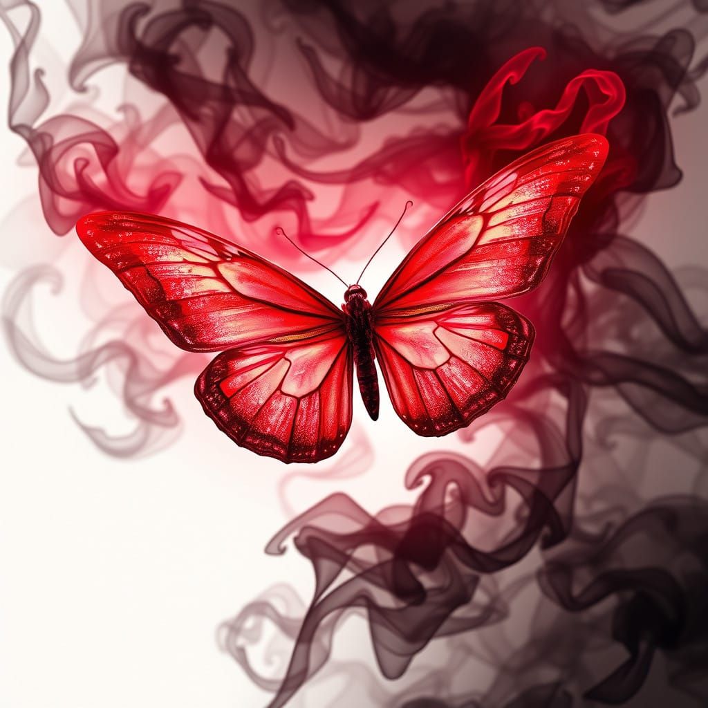 Glittering Butterfly Unfurls from Cyberpunk Smoke
