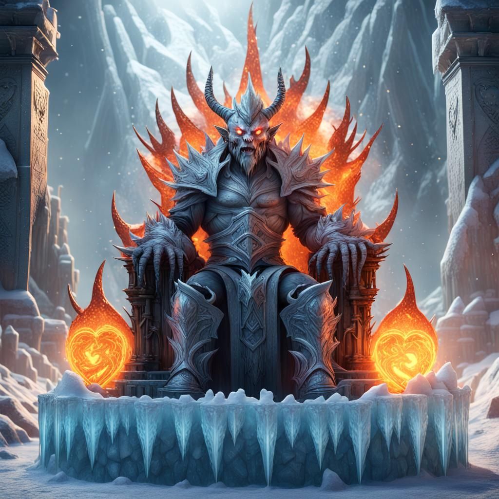 Ice Demon on Throne: Fantasy Concept Art