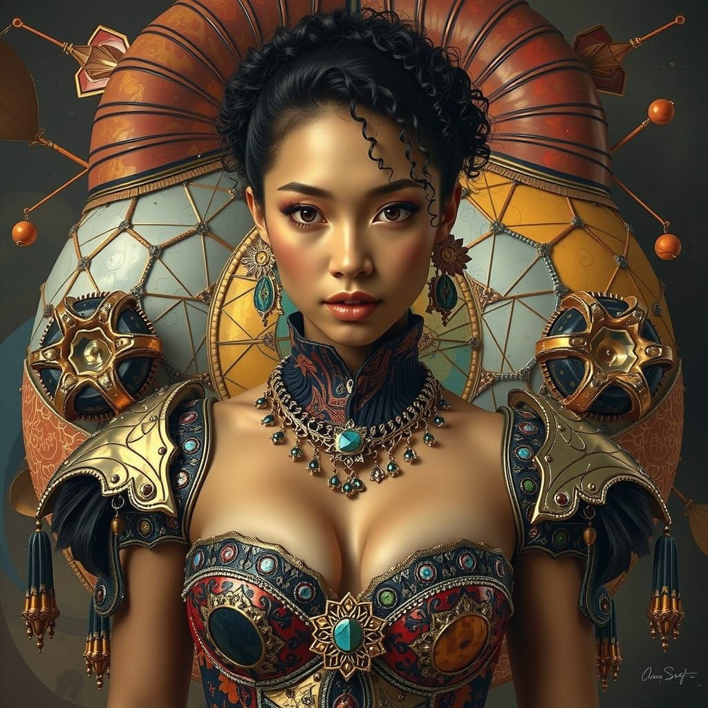 Vibrant Hyperrealistic Scene with Intricate Geometric Elemen...