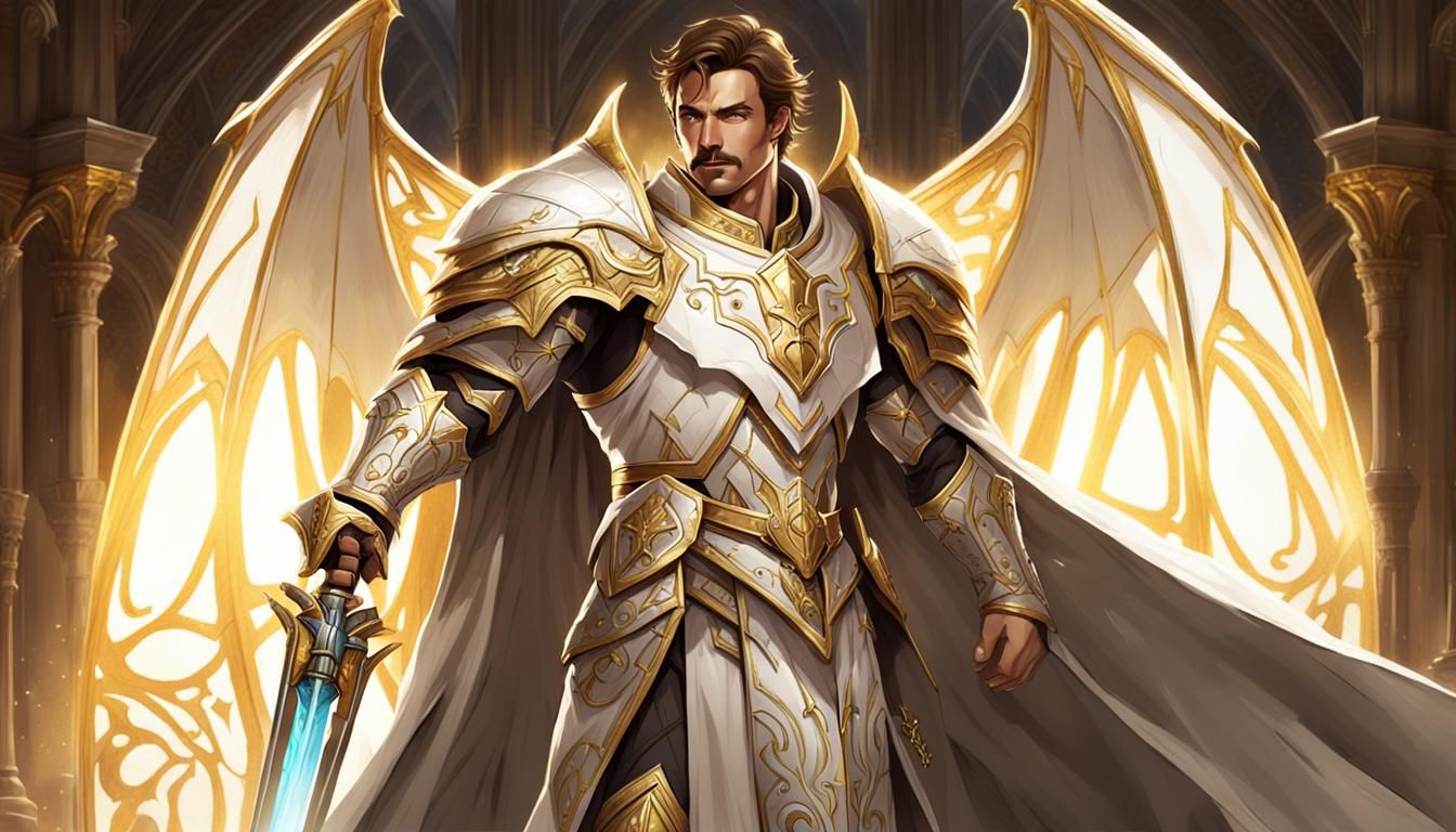 Radiant Paladin with Bat Wings in Ornate Armor