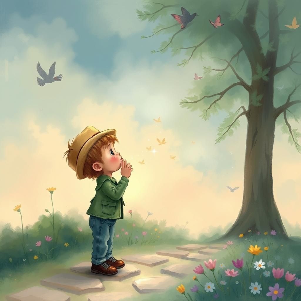 Boy Blowing Kisses in Ethereal Fantasy Style