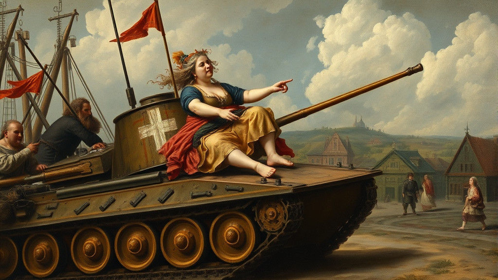 Basque Dancer on Tank: Renaissance Oil Painting