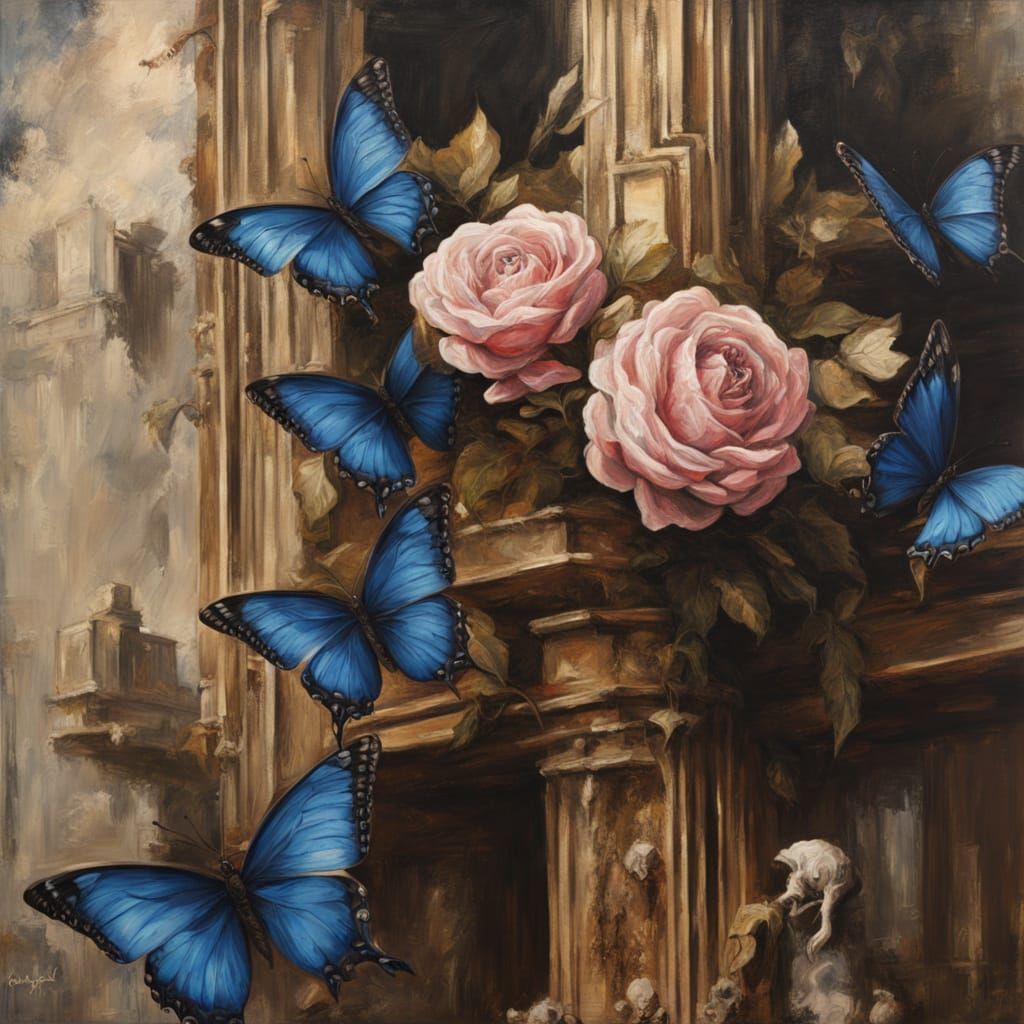 Butterflies and roses
