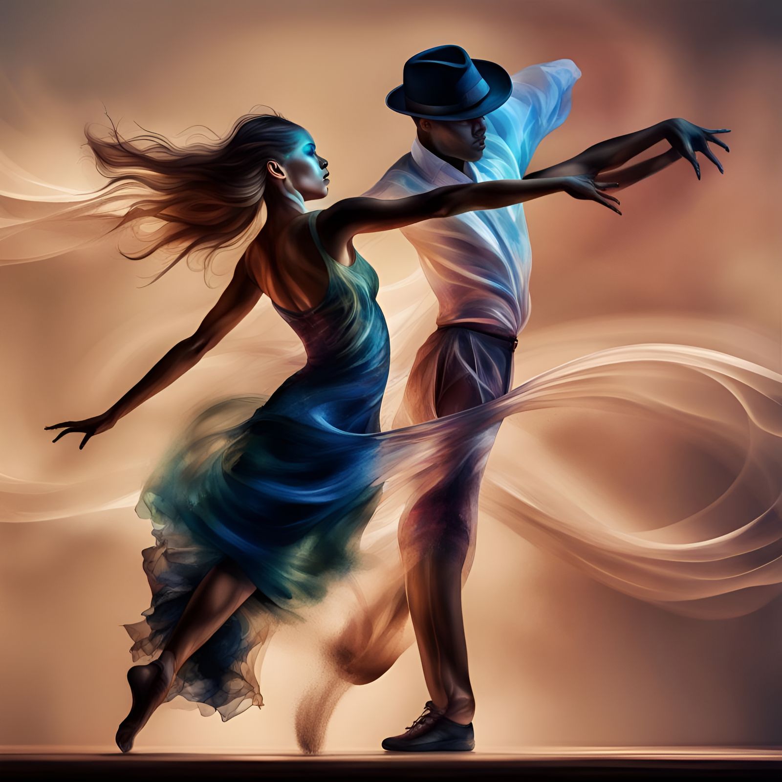 Dynamic Dancer in Watercolor Splash Art Style