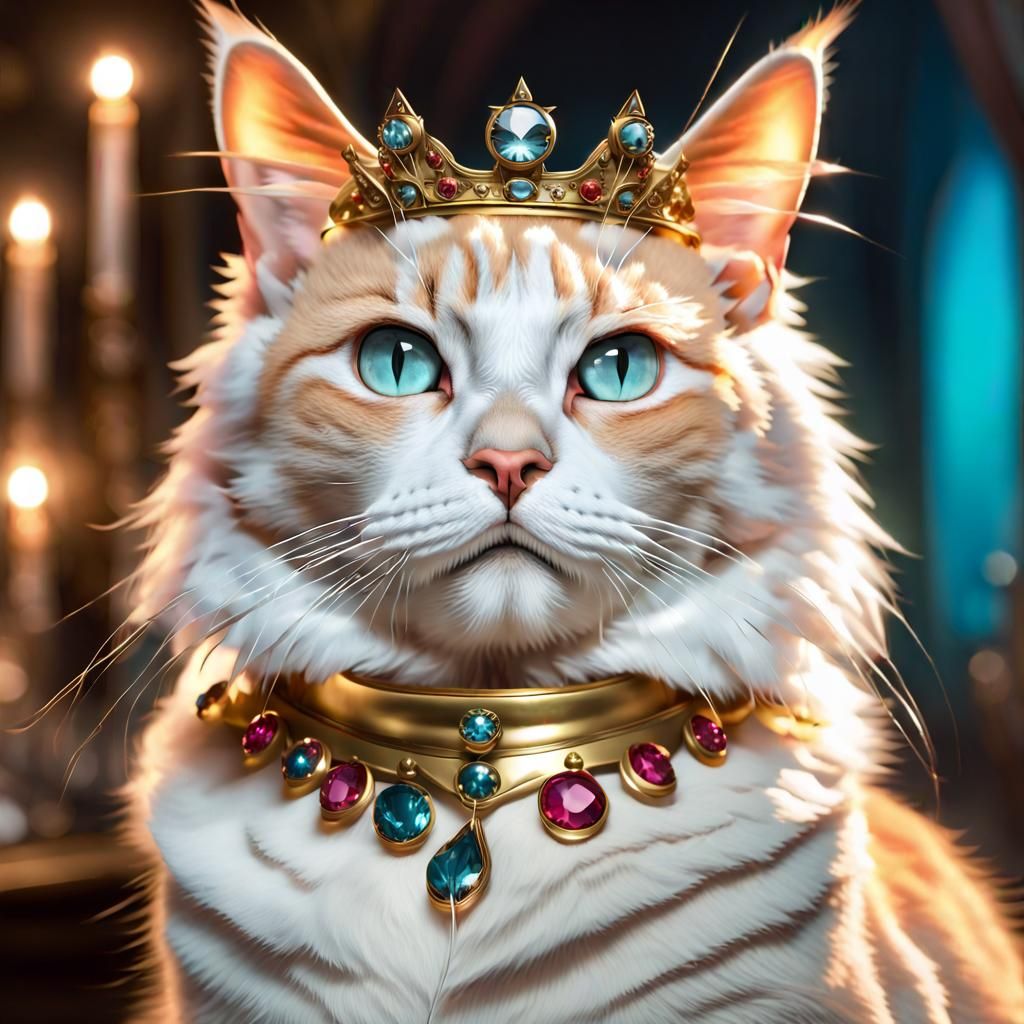 Jeweled Cat Portrait in Hyperdetailed Art Style