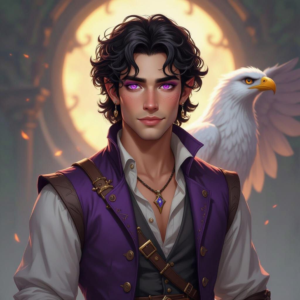 Fae Healer with Heterochromia and Griffin