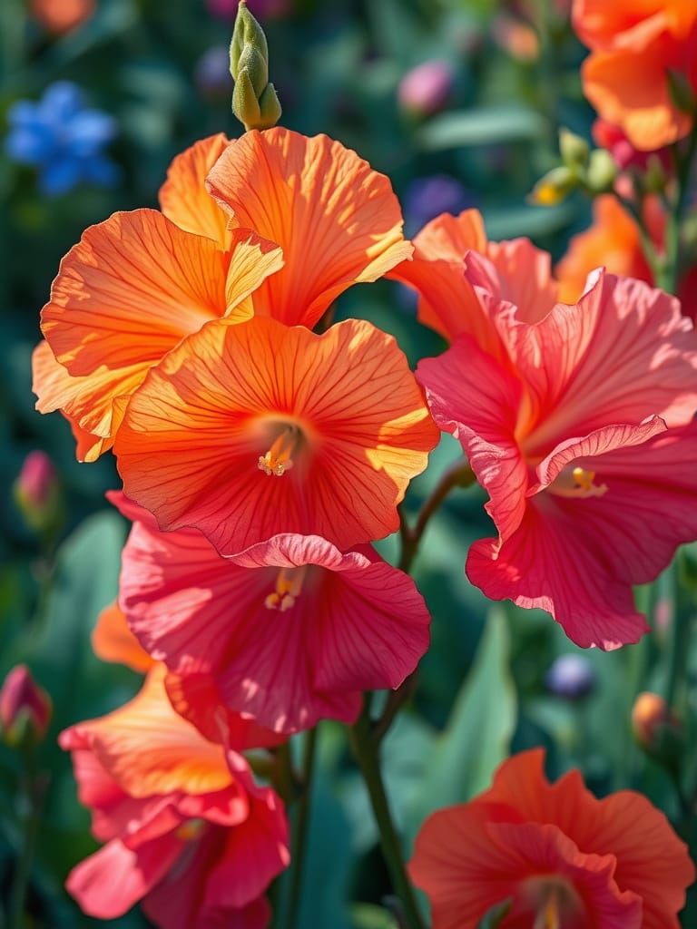 Impasto Gouache Blooms in a Vibrant Garden