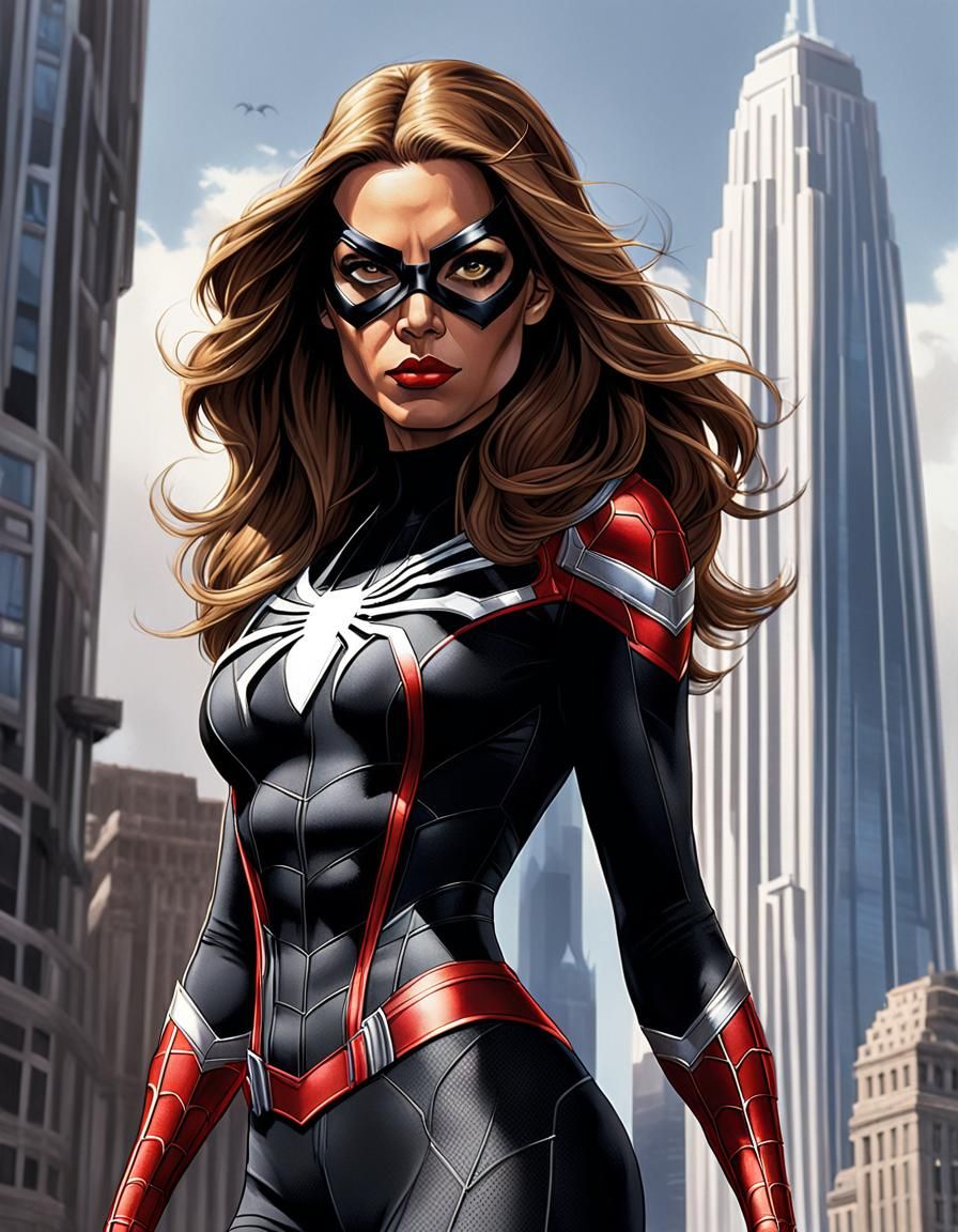 Heroic Spider-Woman Towers Over Avengers Tower in Epic Matte...
