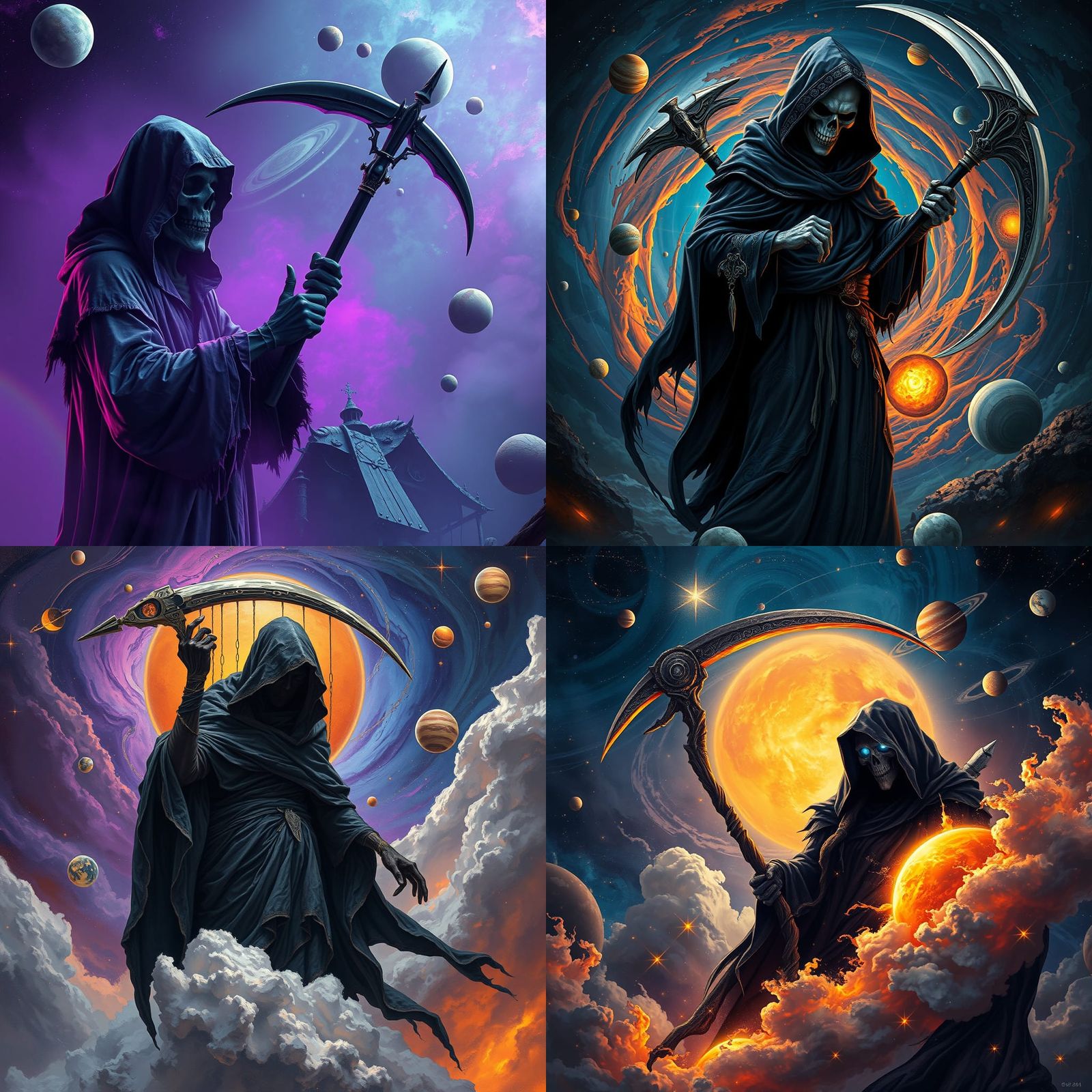 Grim Reaper Rearranges Solar System: Detailed Matte Painting