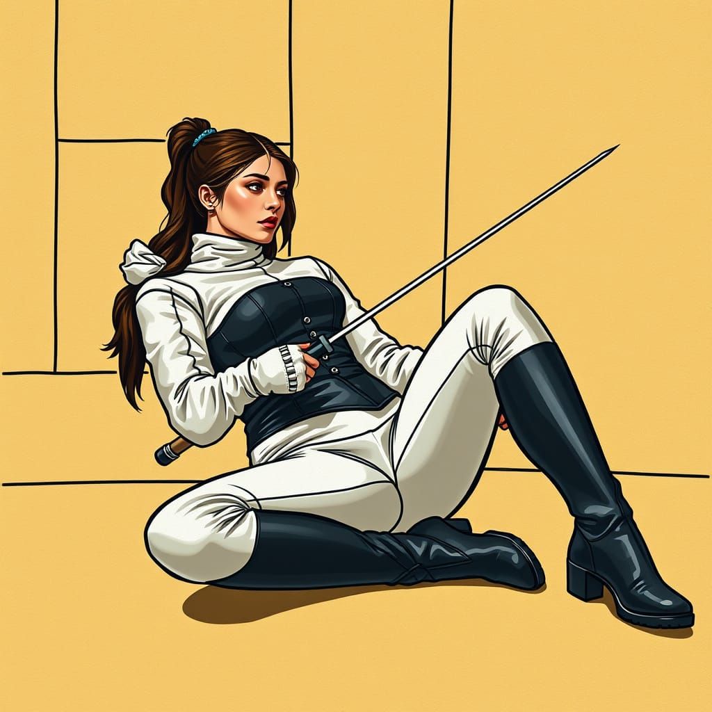 Female Fencer Resting, Cubist Style