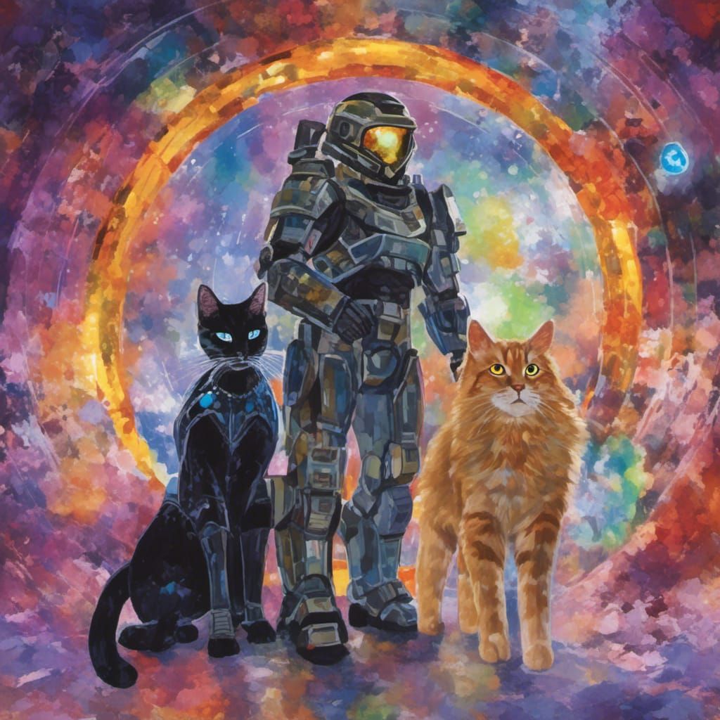 Gully Master chief and Cat Cortana in Quantum Paradox of Boundlessness,