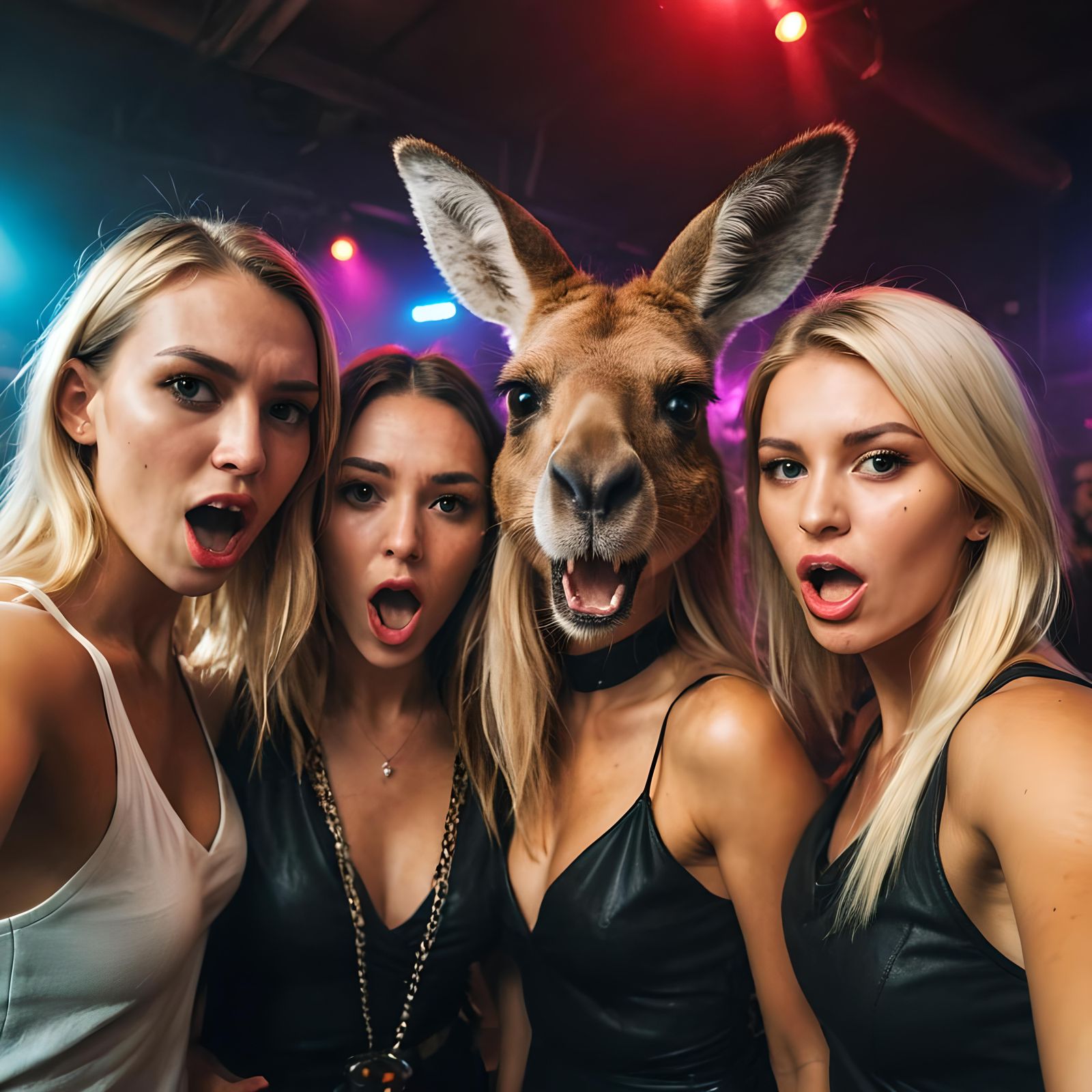 Club Selfie Interrupted by Angry Kangaroo