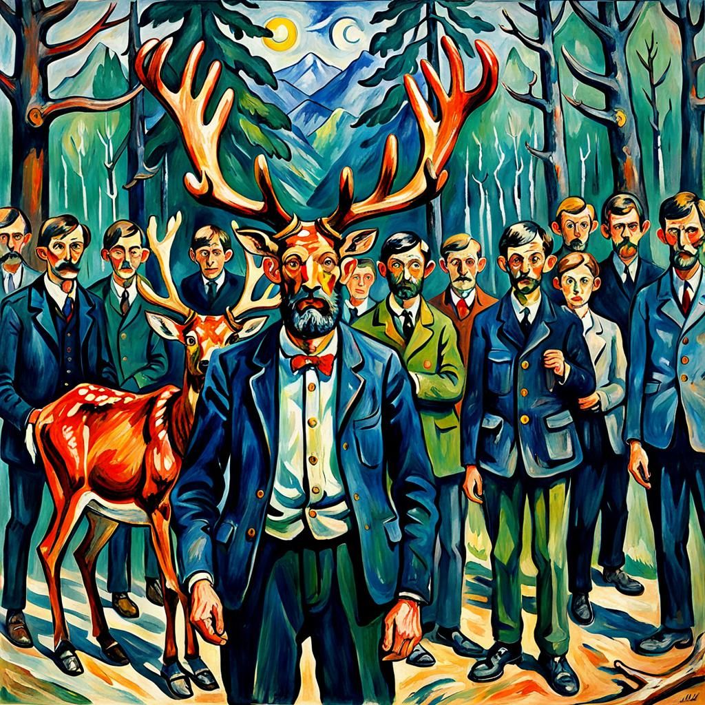 Mr. Antler's Secret Mission: Expressionist Portrait