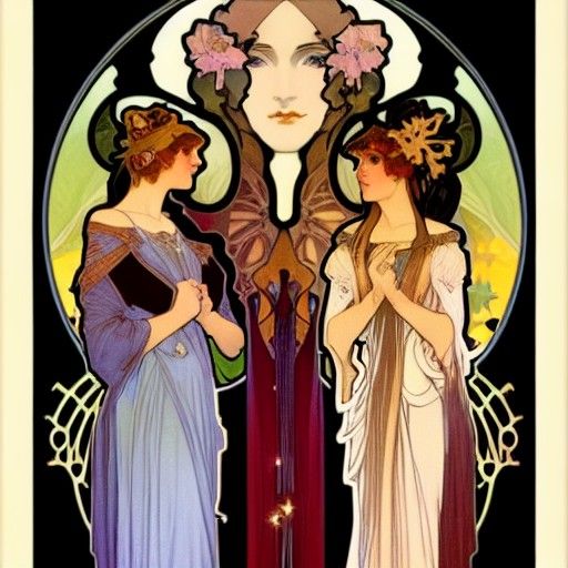 The Fates in Art Nouveau Style