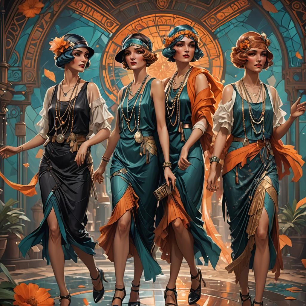 1920s Flapper Girls Concept Art in 8K