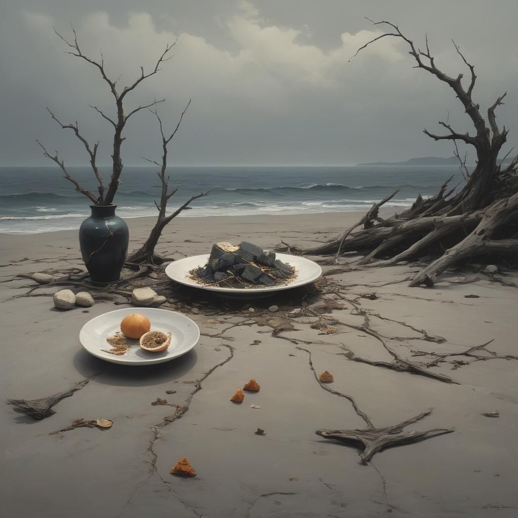 Surreal Kintsugi Still Life of a Lycanthrope