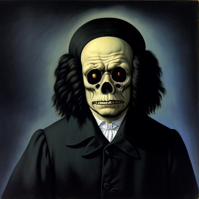 Eerie Creature's Grief: Surrealist Dark Painting