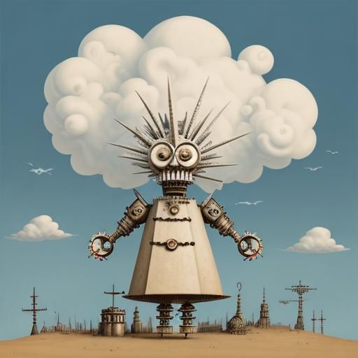 Steampunk Cloud Man in Burtonesque Style
