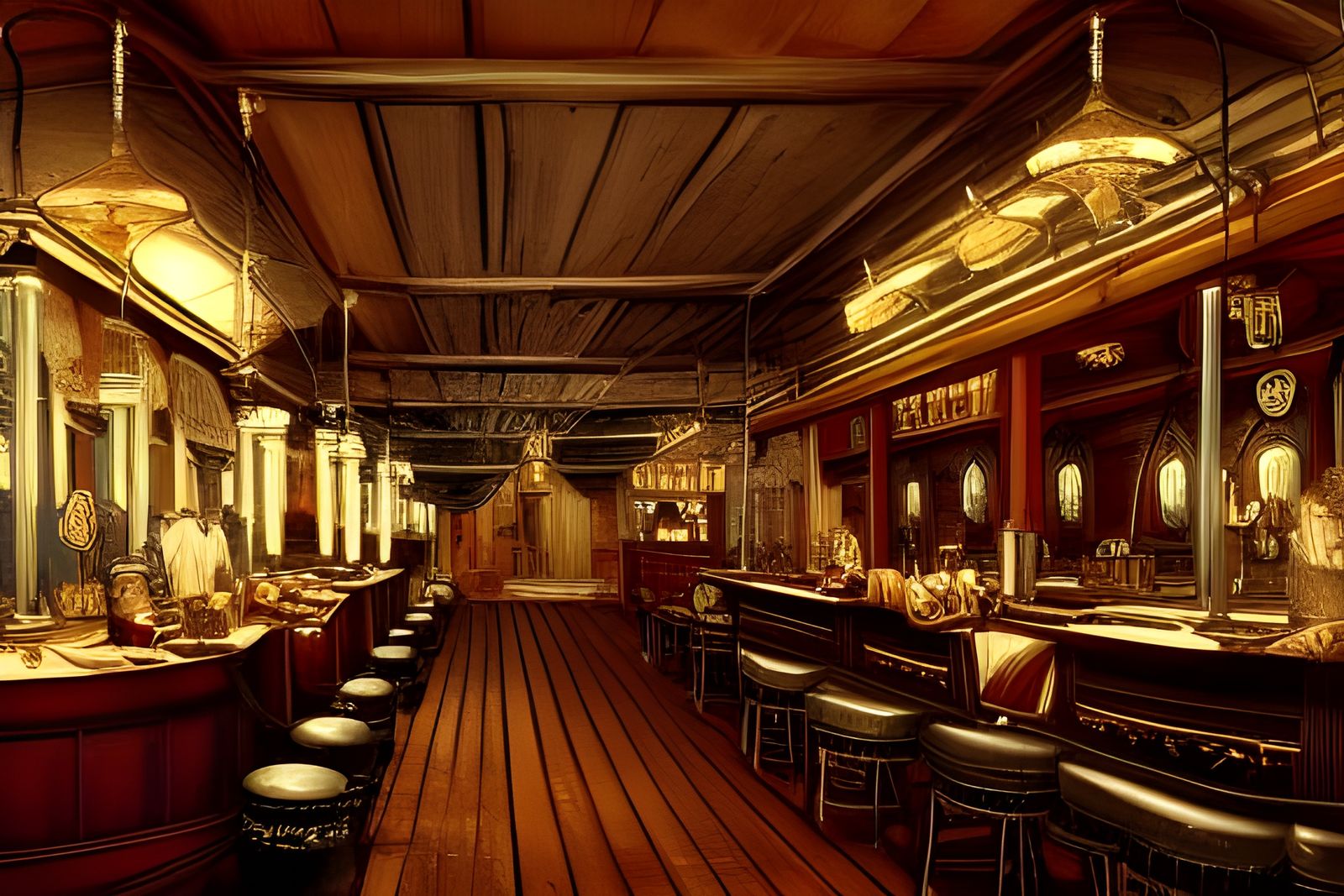 Old West Saloon Interior in Delacroix Style