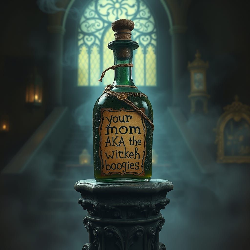 Enchanted Potion in Haunted Castle Bottle with Whimsical Lab...